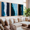 Large Coastal Paintings – Ocean Wave & Whale Art Trio