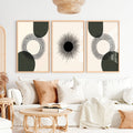 Modern Abstract Painting Black Minimal Geo Set of 3