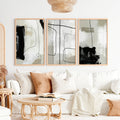 Modern and Abstract Paintings Black White Minimal Set of 3