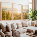 Modern Beach Wall Art – Sunlit Dune Grass Triptych (3 Prints)