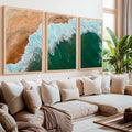 Modern Coastal Art – Aerial Ocean and Beach Triptych
