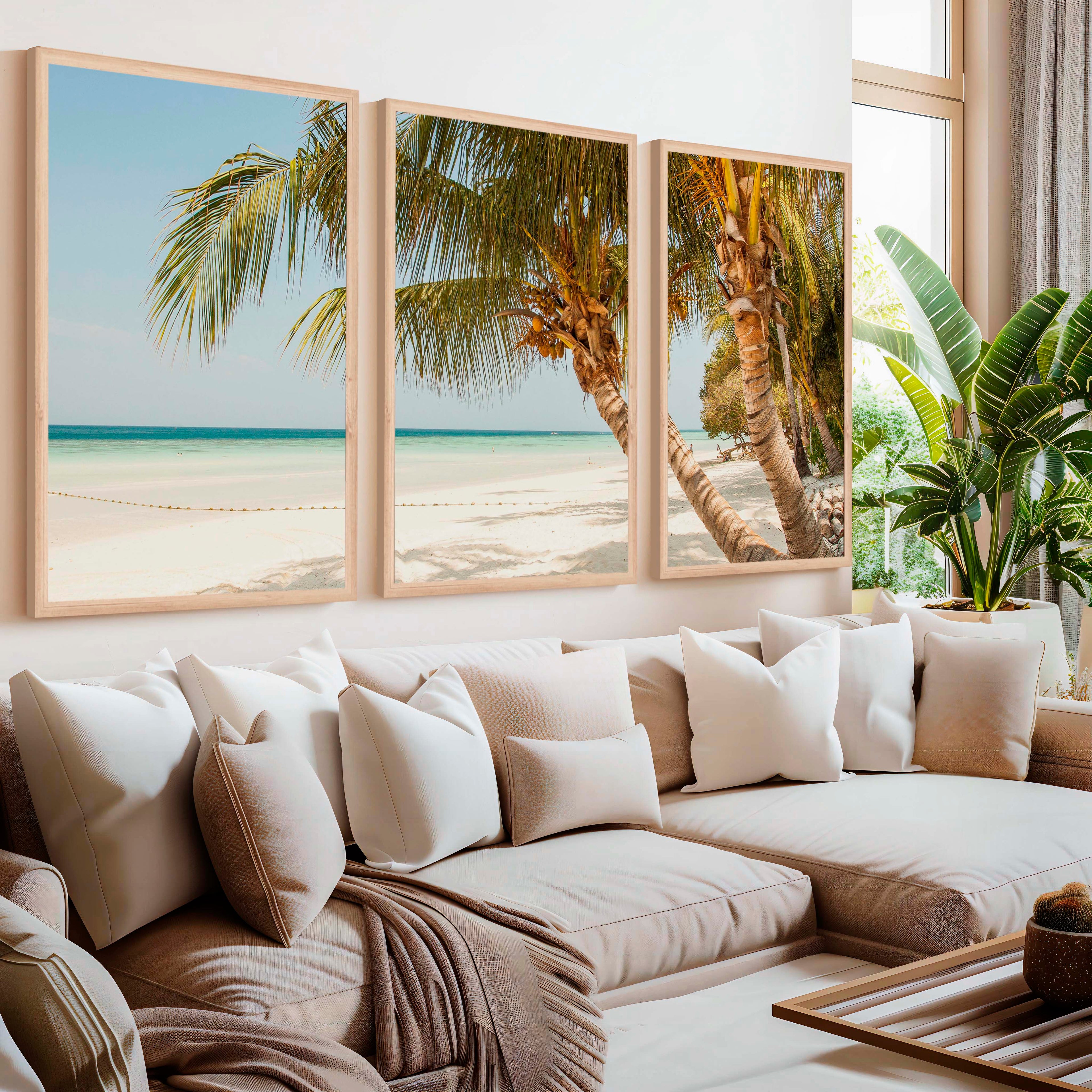 Modern Nautical Wall Art – Palm Trees by Clear Tropical Sea