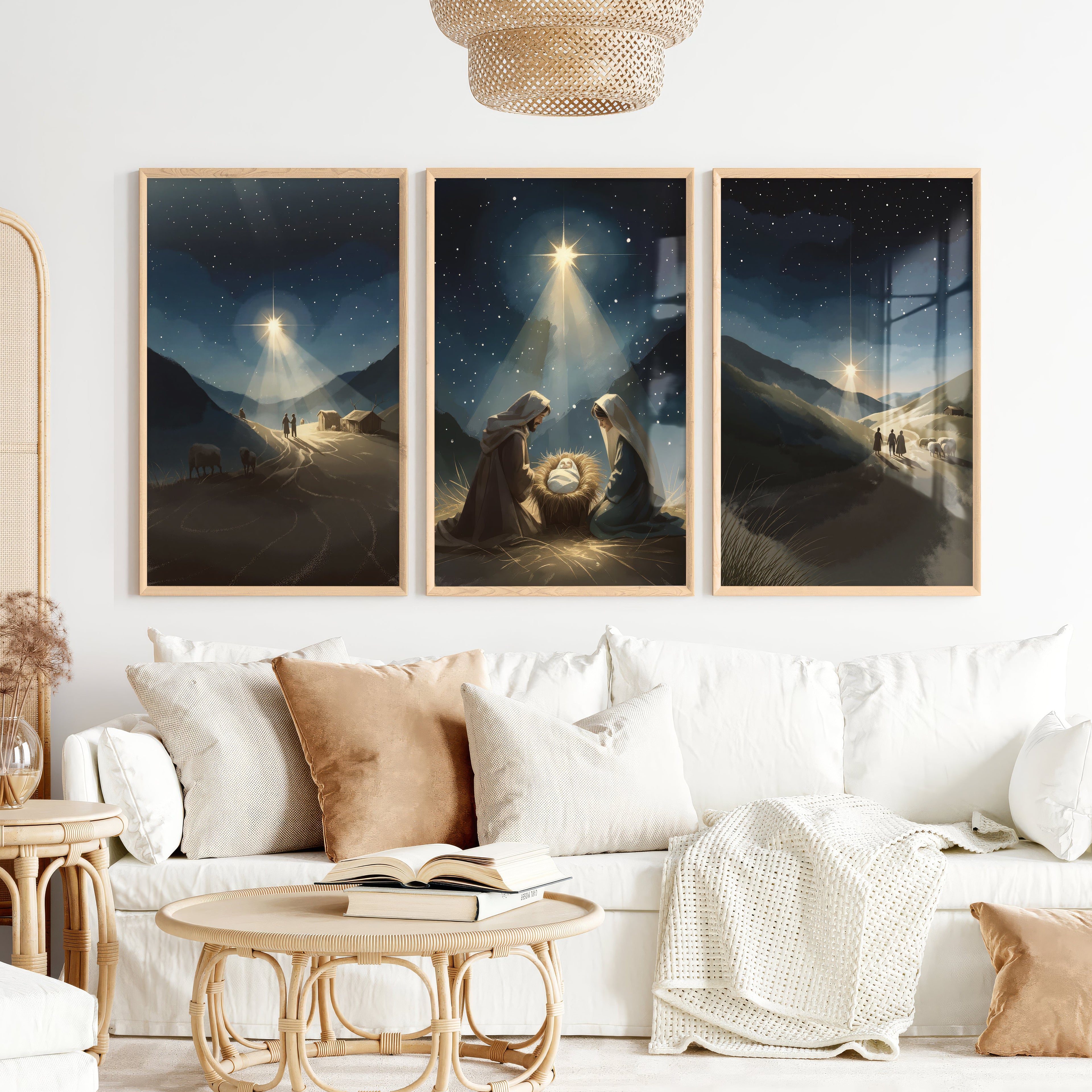Nativity Scene Holy Night Wall Art Set of 3