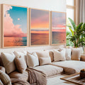 Nautical Art Decor – Sailboat, Pink Sunset & Ocean Calm (Set of 3)