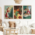 Nostalgic Christmas Decor – Cozy Retro Holiday Wall Art Set of 3