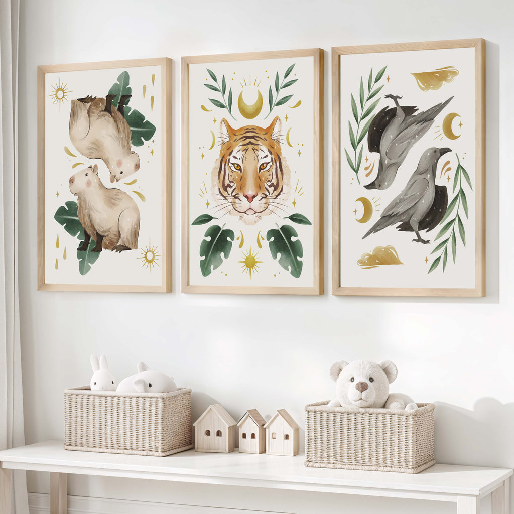 Nursery Art Prints – Animal & Moon Wall Decor (3 Pieces)