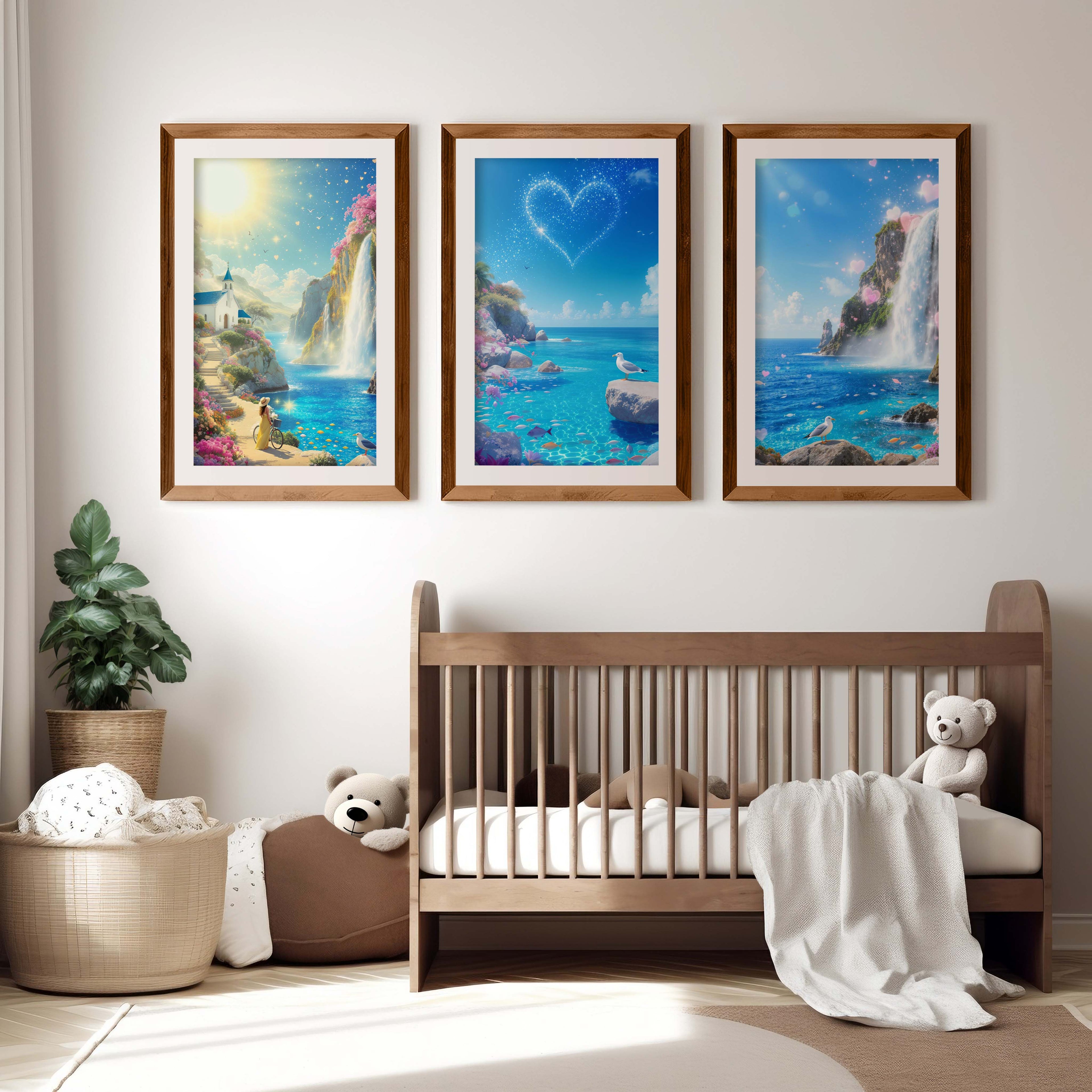 Ocean Fantasy Nursery Artwork – Magical Wall Print Set