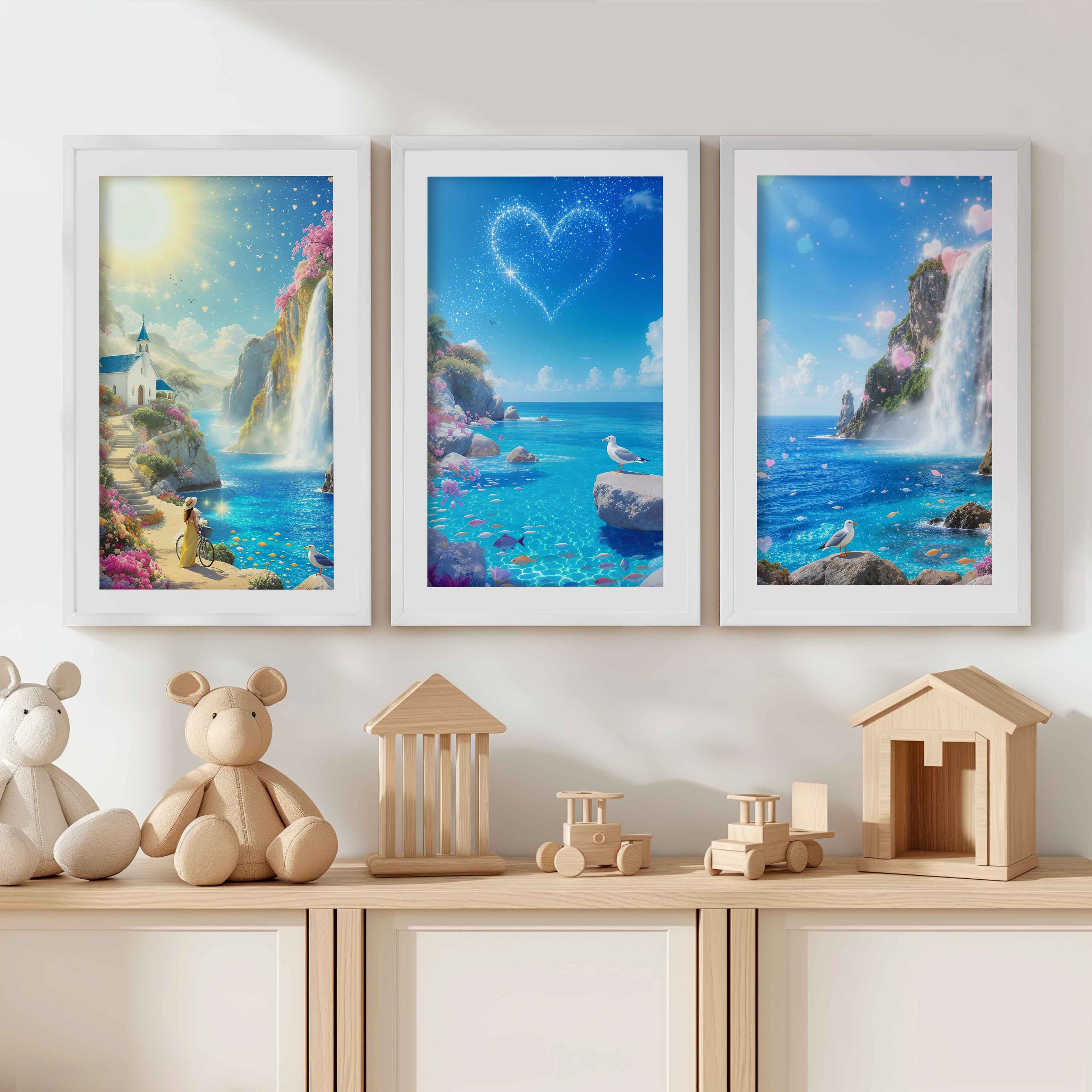 Ocean Fantasy Nursery Artwork – Magical Wall Print Set