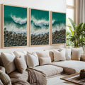 Ocean Coastal Wall Art – Waves and Rocky Shore from Above