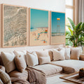Ocean Wall Art Decor – Lifeguard Tower, Waves & Beach (Set of 3)