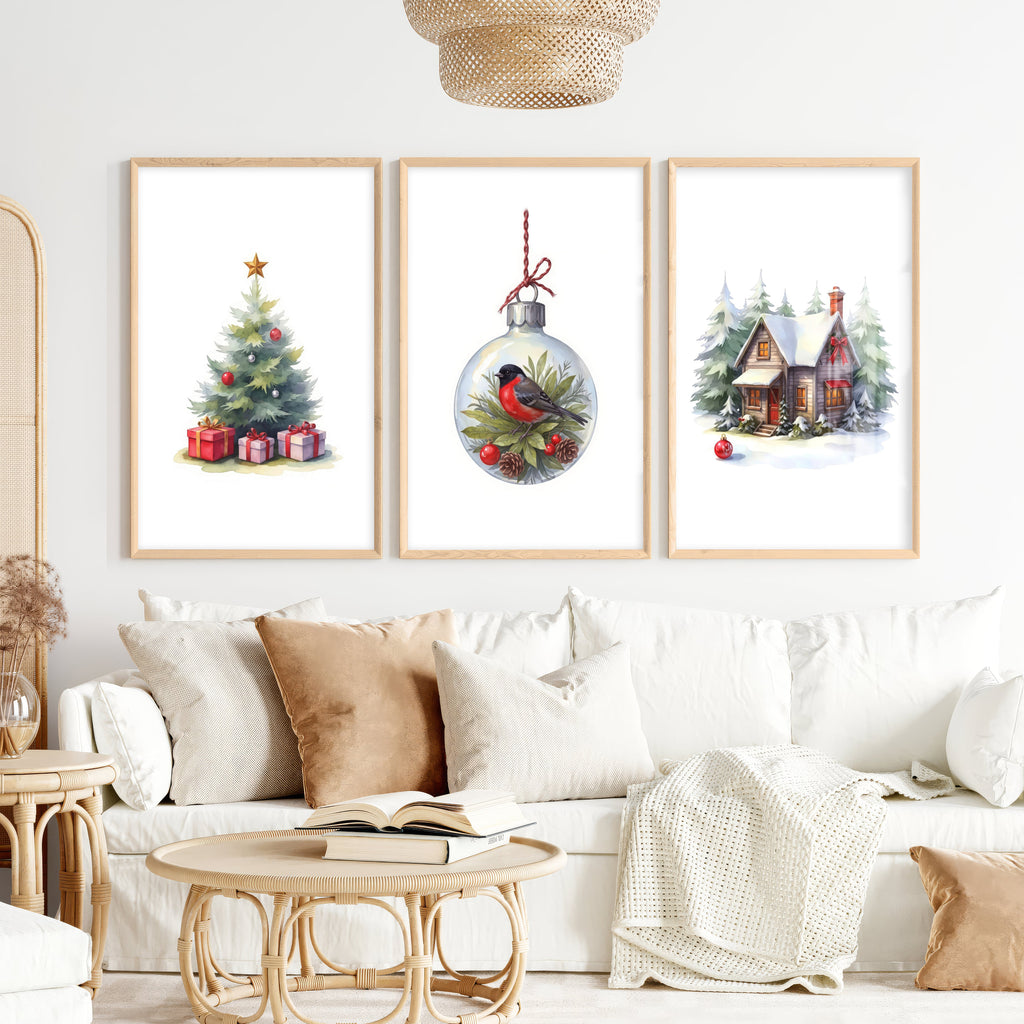 Painting Snowy Christmas Tree Nursery Wall Art