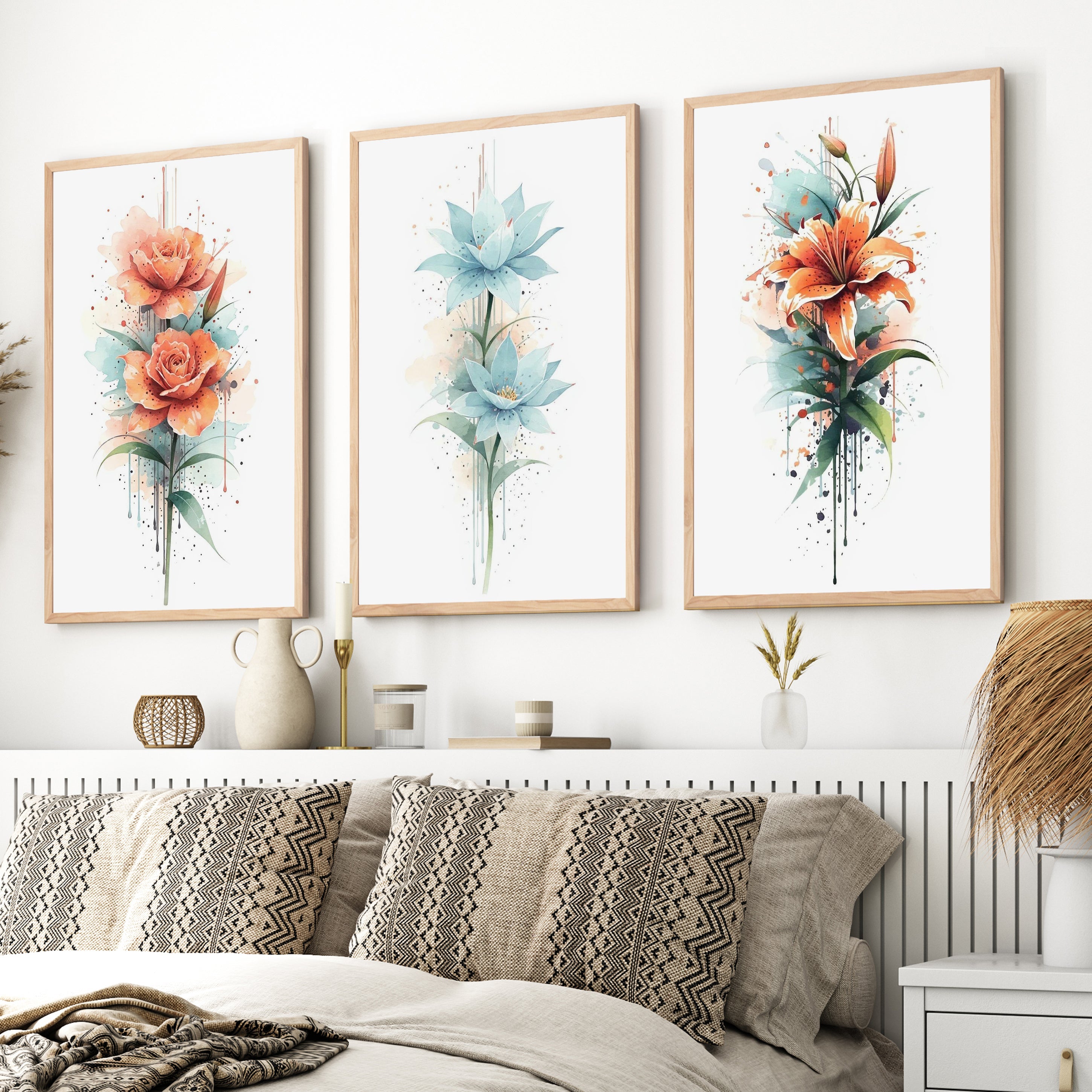 Poster Botanical – Watercolor Flowers Set of 3