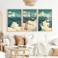Poster Vintage Ski Set of 3 – Alpine Cabin Wall Art