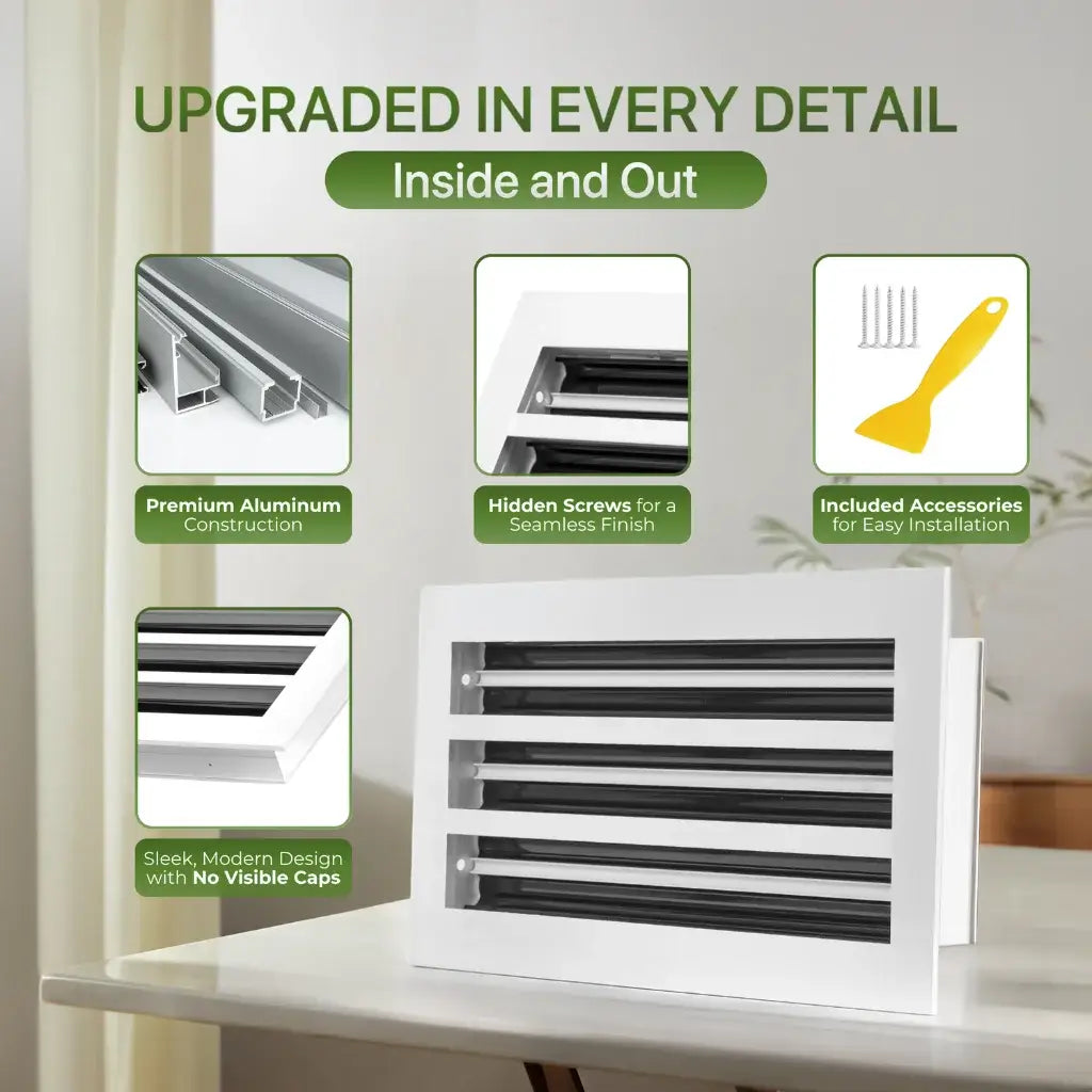 Aluminum White Linear Slot Diffuser 12x4 (Duct Opening)- Modern Air Vent Cover