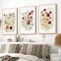 Pressed Flower Wall Art – Vintage Botanical Set of 3