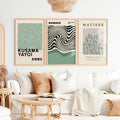 Sage Green Exhibition Art Set of 3 Prints Bauhaus Kusama Matisse