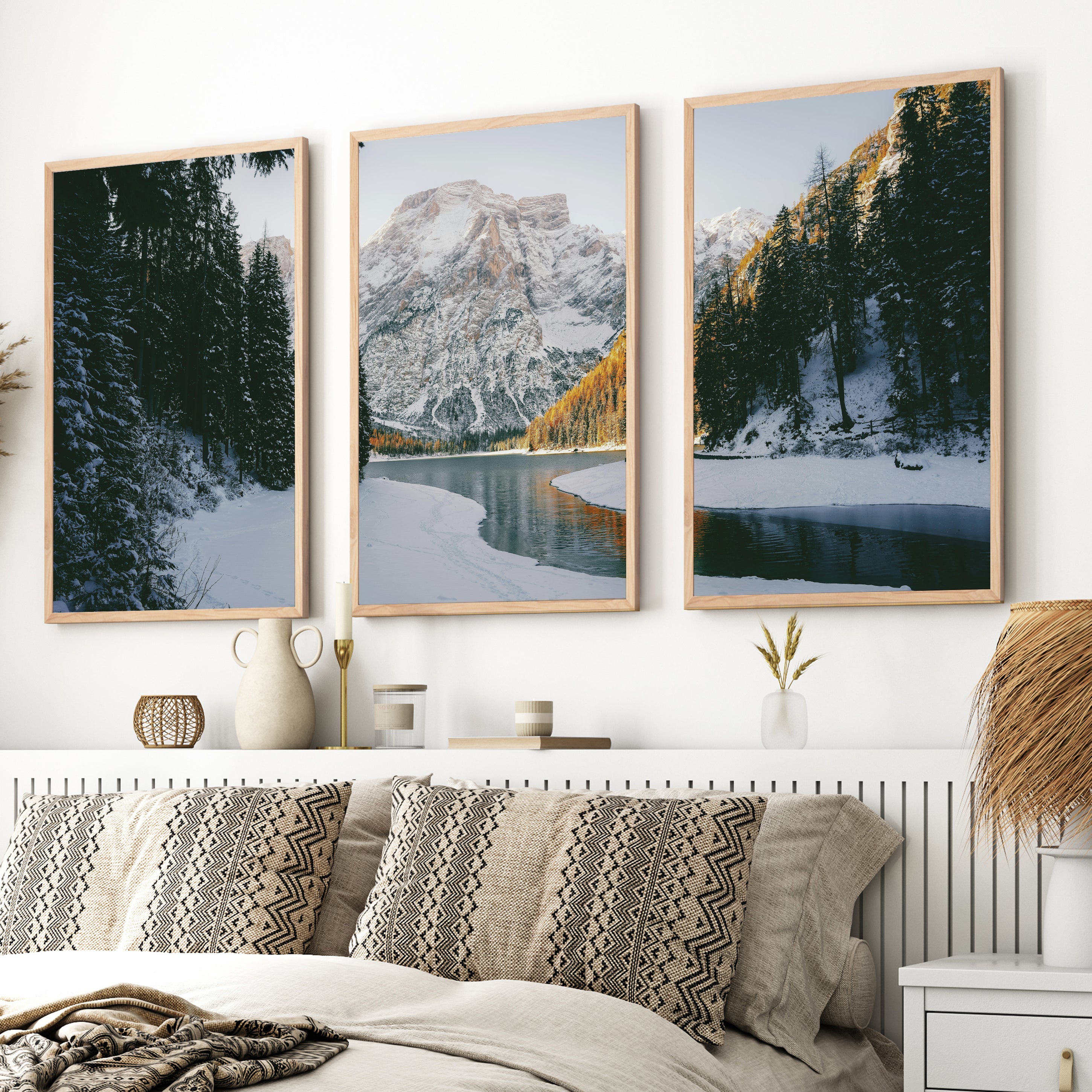 Scandi Nature Triptych – 3 Piece Mountain Wall Art