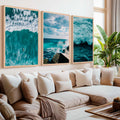 Seaside Wall Art – Surfer, Ocean Waves & Rocky Coast (Set of 3)