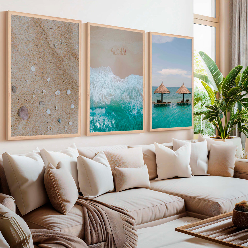 Tropical Beach Wall Art Set – Relaxing Coastal Print Trio