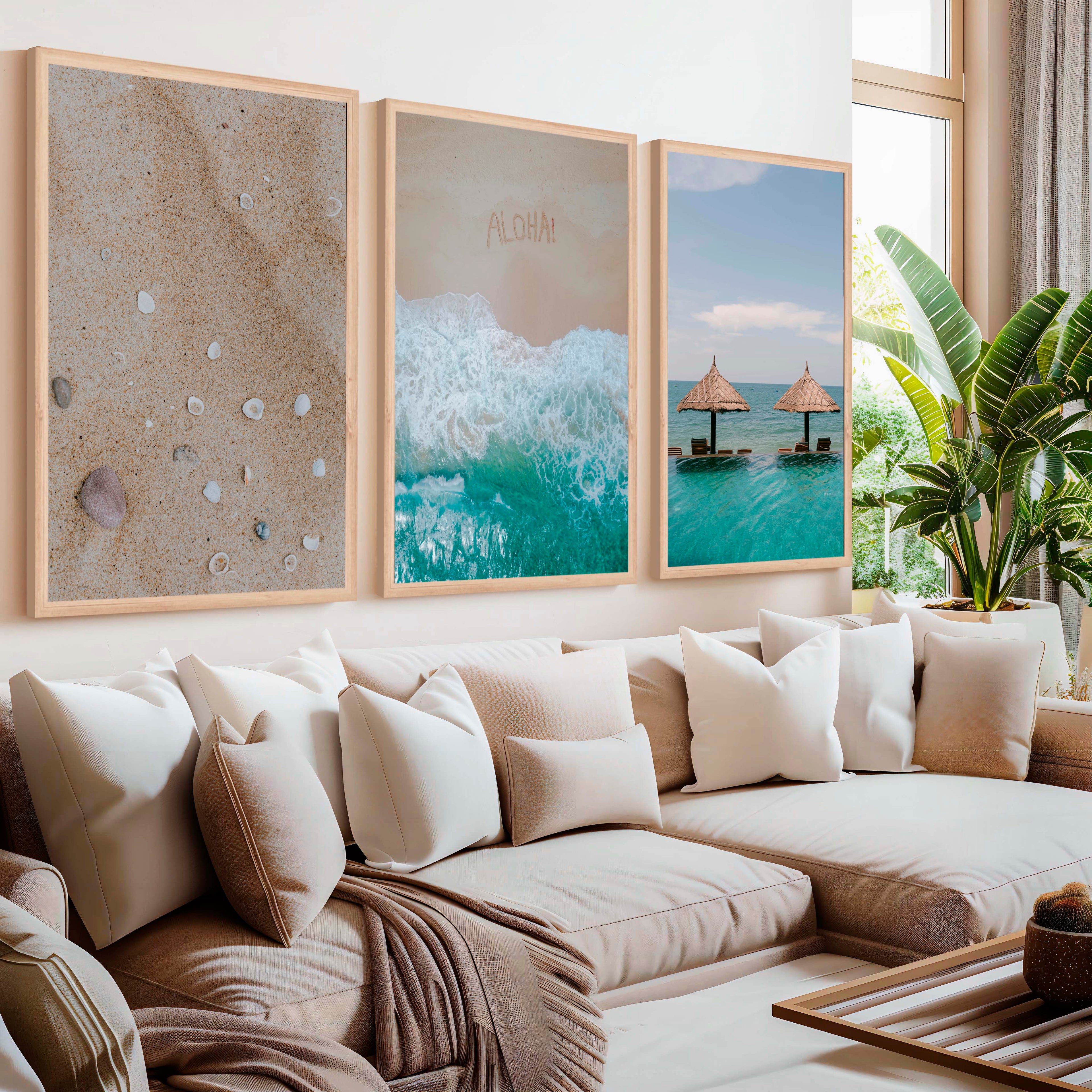 Tropical Beach Wall Art Set – Relaxing Coastal Print Trio