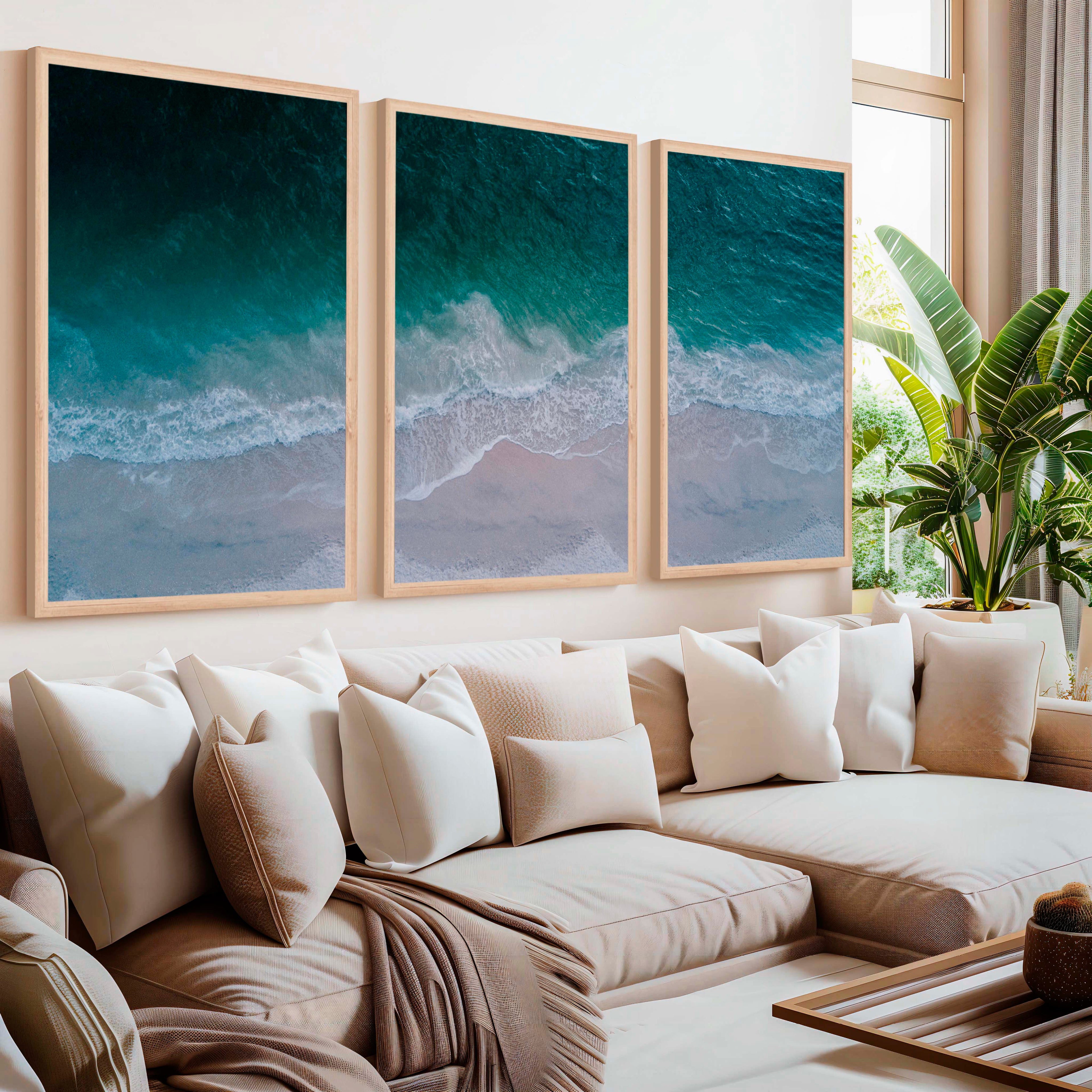 Unique Coastal Wall Decor – Deep Sea Waves and Shoreline View
