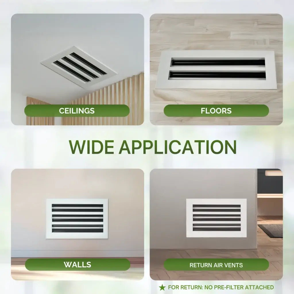 Aluminum Black Linear Slot Diffuser 10x6 (Duct Opening) - Modern Air Vent Cover