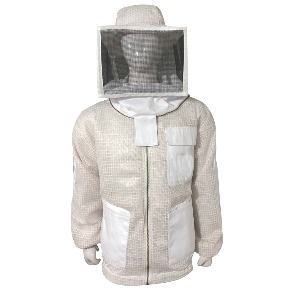 White Beekeeping Ventilated Jacket with Square Veil